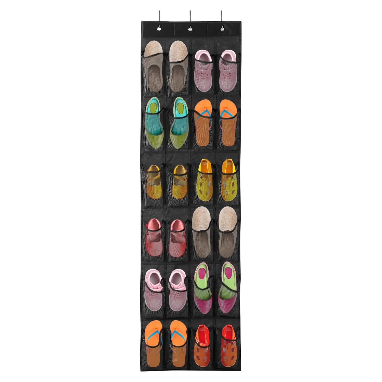 24 Pockets Over the Door Shoe Rack Black Storage & Organization - Tophatter Daily Deals