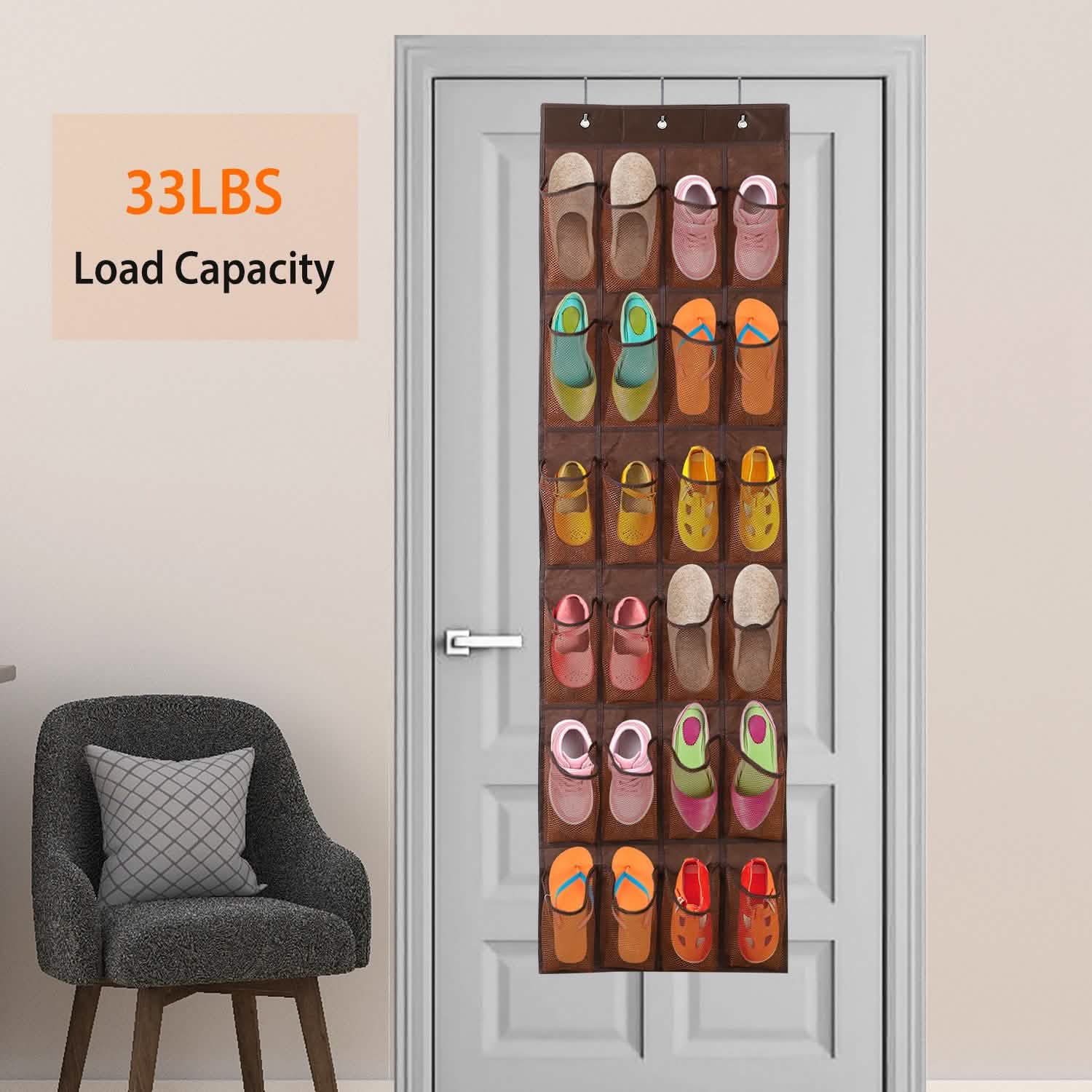 24 Pockets Over the Door Shoe Rack Storage & Organization - Tophatter Daily Deals