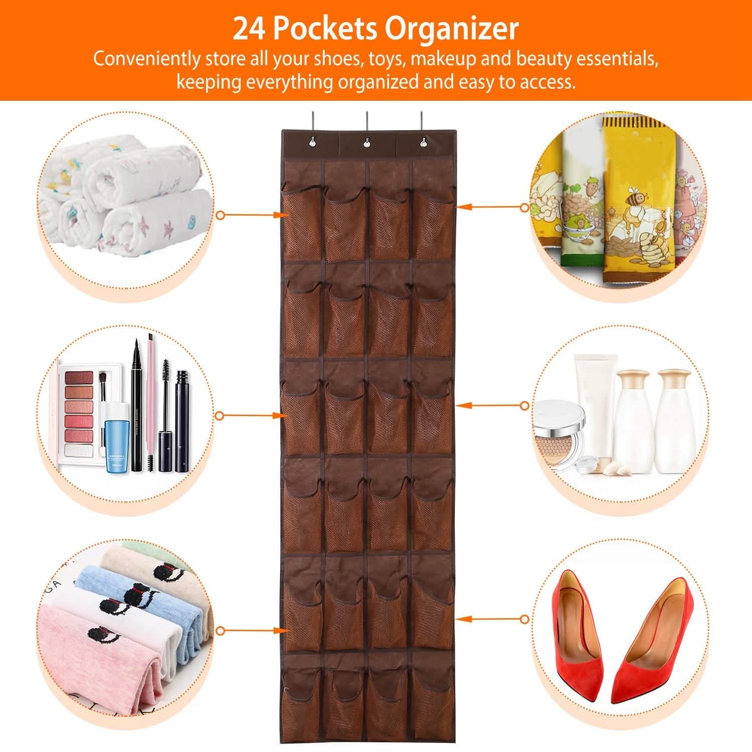 24 Pockets Over the Door Shoe Rack Storage & Organization - Tophatter Daily Deals