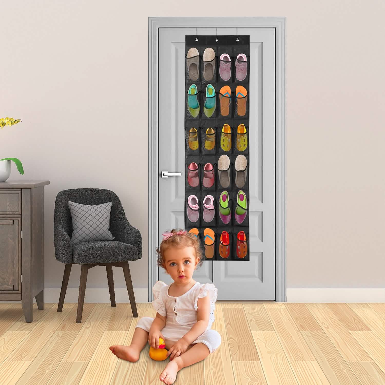 24 Pockets Over the Door Shoe Rack Storage & Organization - Tophatter Daily Deals