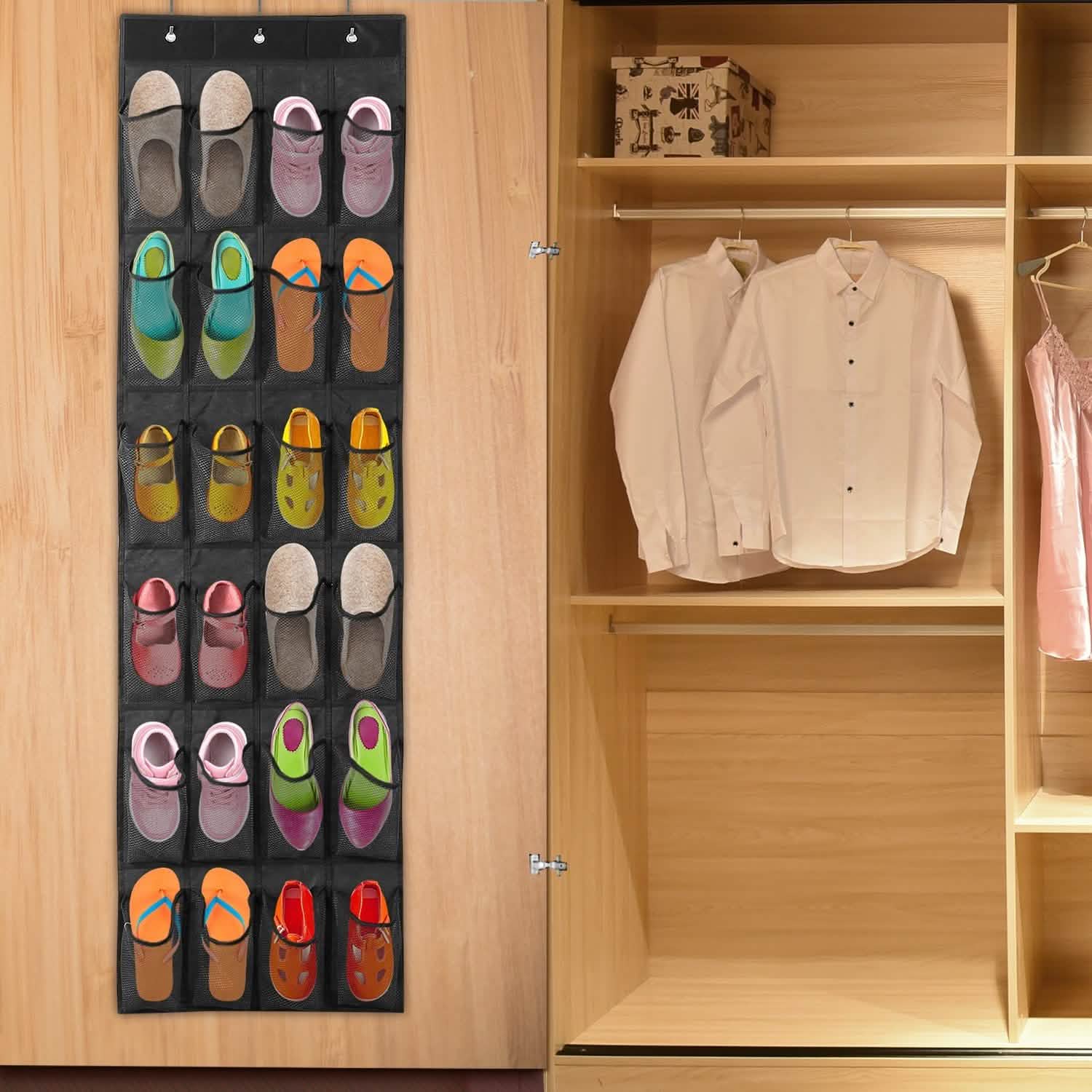 24 Pockets Over the Door Shoe Rack Storage & Organization - Tophatter Daily Deals