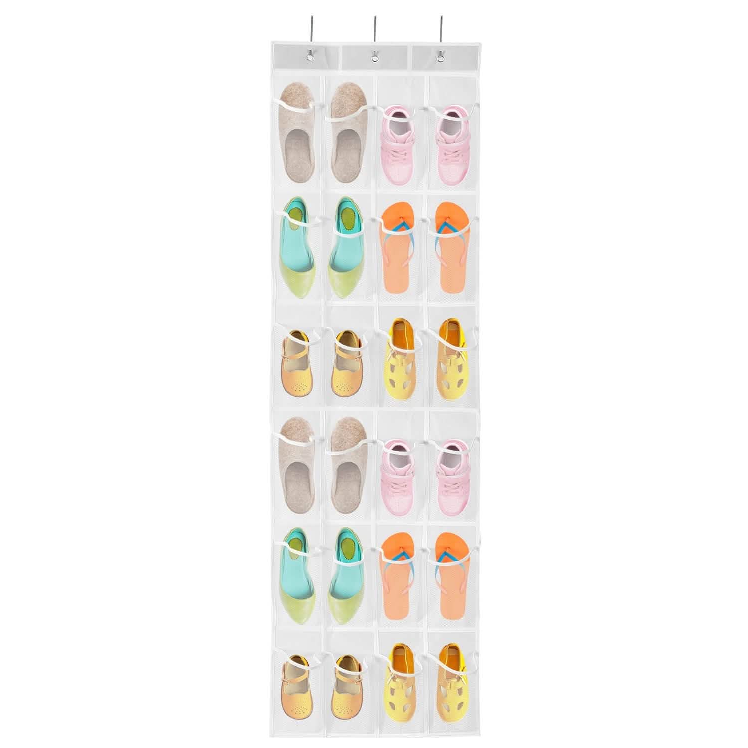 24 Pockets Over the Door Shoe Rack White Storage & Organization - Tophatter Daily Deals