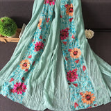 Lightweight Flowy Women Scarf - Embroidered Floral, Cotton - Tophatter Daily Deals