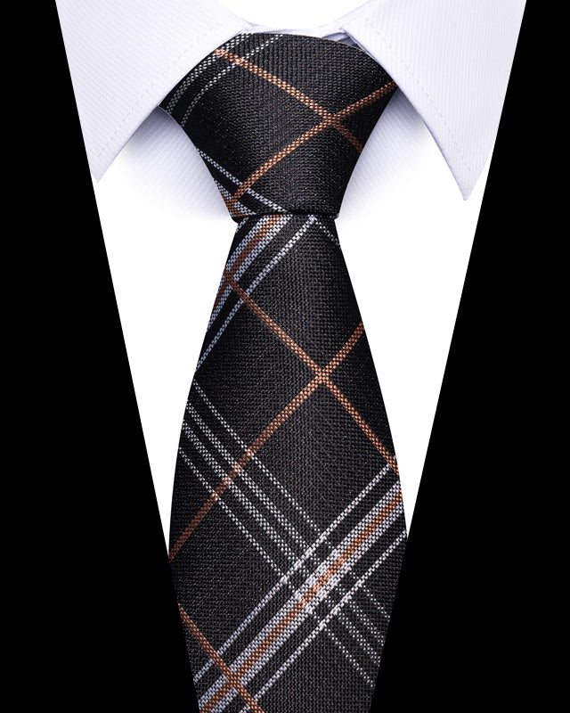 Men's Neckties - Formal Classic Patterned Tie (50 Style Options) Charcoal Brown Check Belts & Ties - Tophatter Daily Deals
