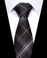 Men's Neckties - Formal Classic Patterned Tie (50 Style Options) Charcoal Brown Check Belts & Ties - Tophatter Daily Deals