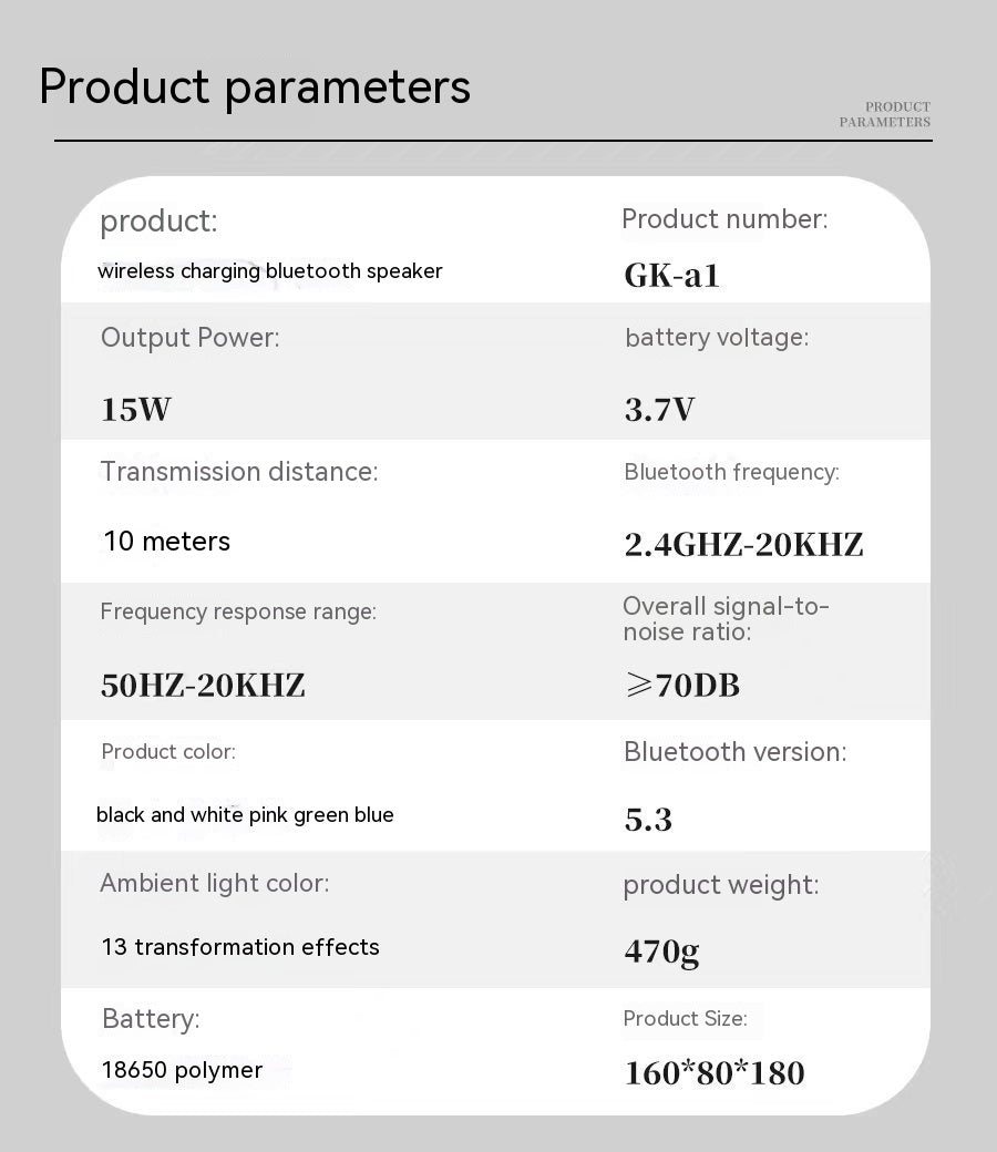 A Bluetooth Speaker Six-in-one Wireless Charger Large G Ambience Light Alarm Clock Microphone Audio 0 - Tophatter Daily Deals