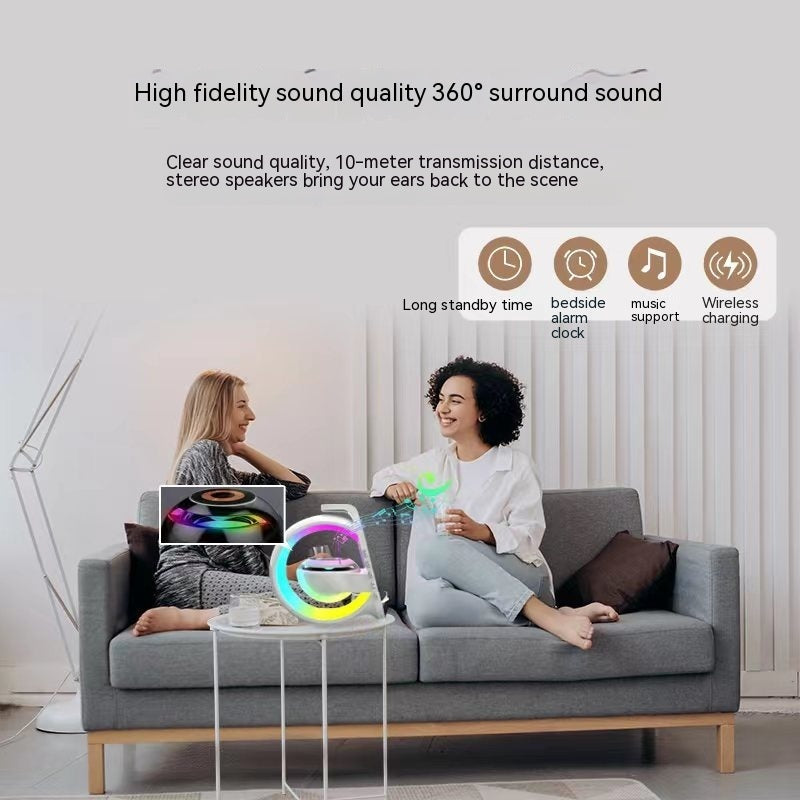 A Bluetooth Speaker Six-in-one Wireless Charger Large G Ambience Light Alarm Clock Microphone Audio 0 - Tophatter Daily Deals