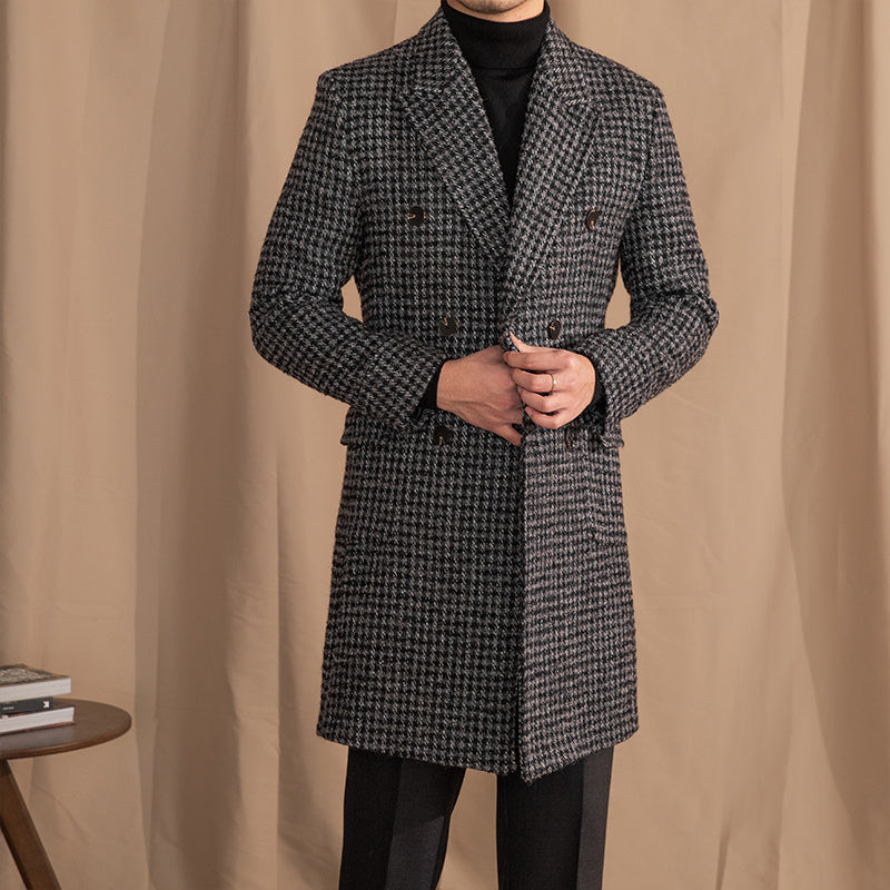 Warm Men’s Double-Breasted Coat - Mid-Length Wool, Winter 3D Changing Face Moving Picture Frame - Tophatter Daily Deals