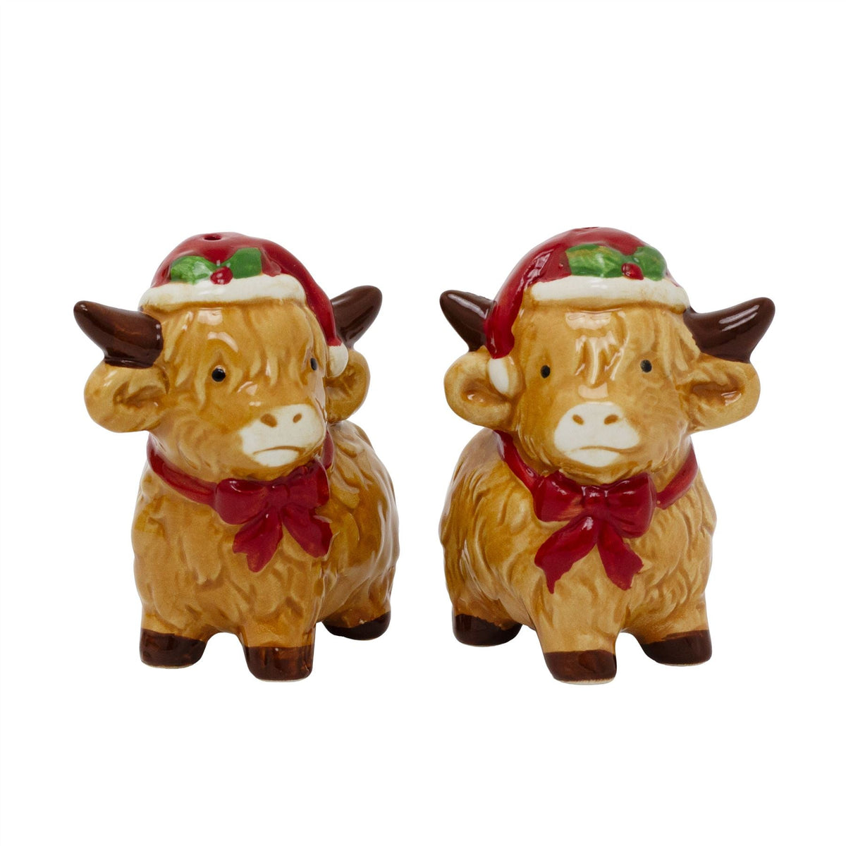 Christmas Highland Cow Salt & Pepper Shakers | Novelty Salt and Pepper Pots Salt and Pepper Shakers - Tophatter Daily Deals
