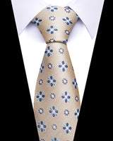 Men's Neckties - Formal Classic Patterned Tie (50 Style Options) Sand Gold Blue Petals Belts & Ties - Tophatter Daily Deals