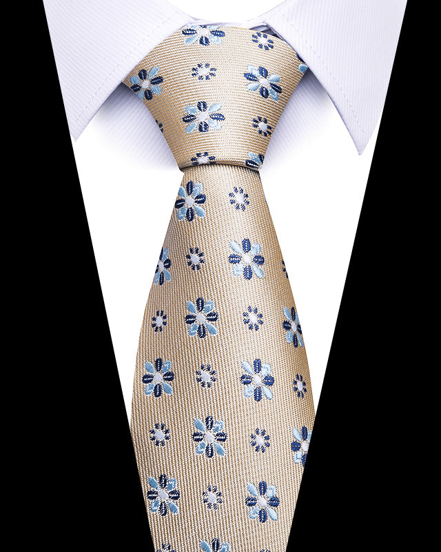 Men's Neckties - Formal Classic Patterned Tie (50 Style Options) Sand Gold Blue Petals Belts & Ties - Tophatter Daily Deals