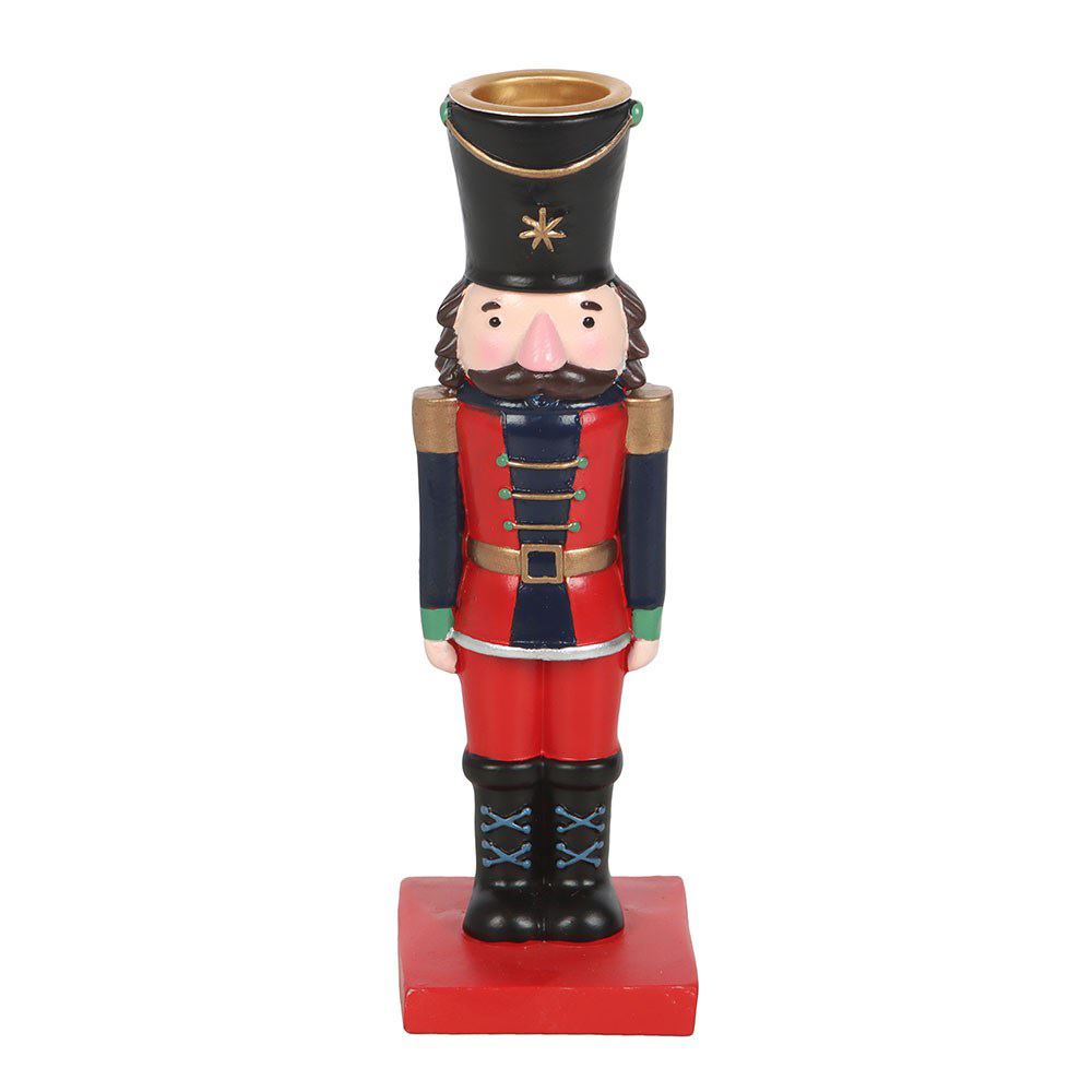 Nutcracker Soldier Candle Holder with Taper Candle Festive Christmas Centrepiece Candle Holder - Tophatter Daily Deals