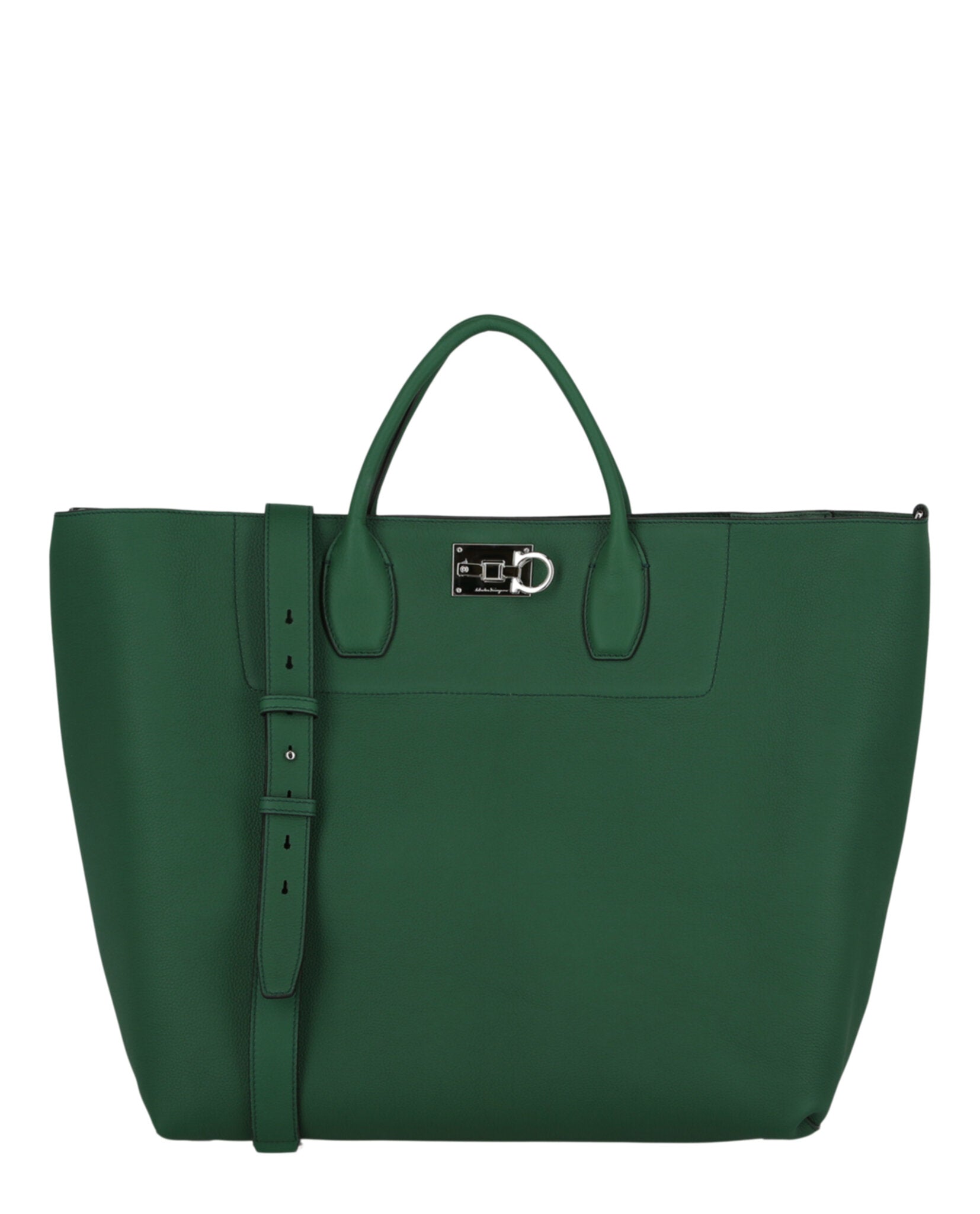 Ferragamo The Studio Large Leather Tote Green-241124-756834-30000-NS Bags - Tophatter Daily Deals