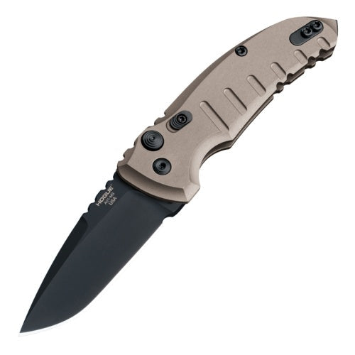 Hogue Knives A01-Microswitch Auto - Drop Point CPM-154 Black Cerakote Blade - FDE Aluminum Handle - 24117 Automatic Knives - Tophatter Daily Deals
