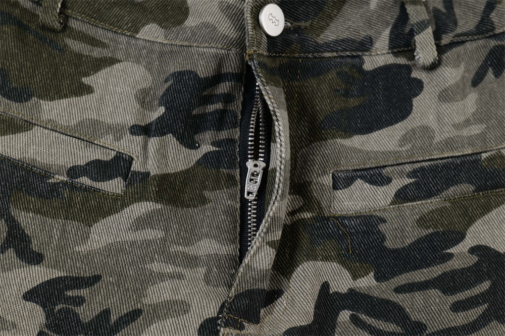 American Retro Camouflage Bell-bottom Pants Men 0 - Tophatter Daily Deals