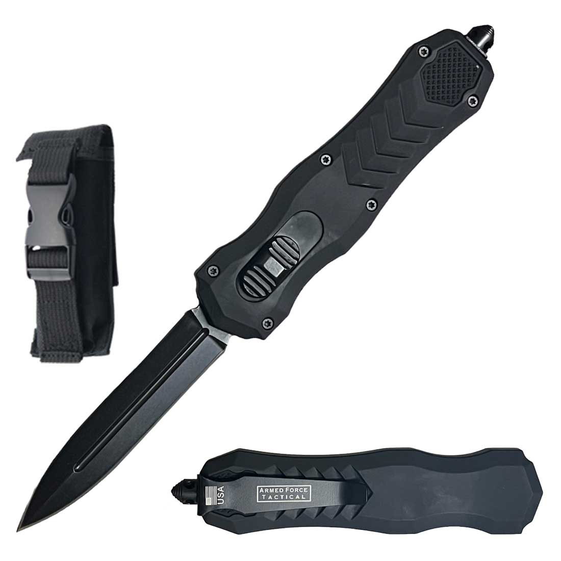 9" Black Renegade OTF Out The Front Automatic Knife - TOPHATTER'S ARMORY DEALS Collectible Weapons - Tophatter Daily Deals