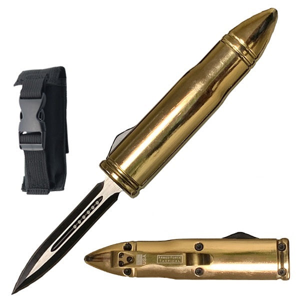 8.75" Golden Bullet Out Of The Front OTF Automatic Knife - Tophatter's Army Products & Self Defense Collectible Weapons - Tophatter Daily Deals