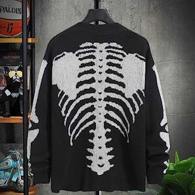 Oversized Men's Jacquard Cardigan - Skeleton Knit, Acrylic 3D Changing Face Moving Picture Frame - Tophatter Daily Deals
