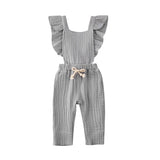 Bubble cotton pleated flying sleeve suspenders Grey 0 - Tophatter Daily Deals