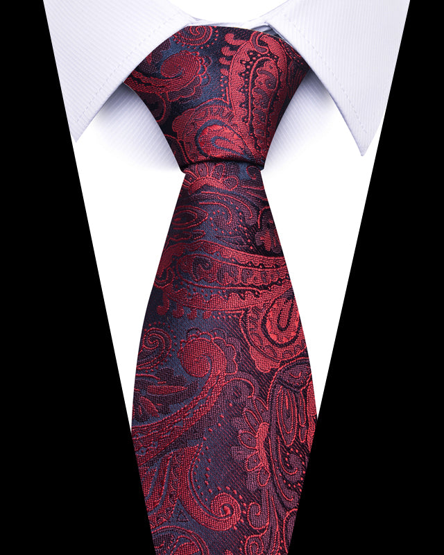 Men's Neckties - Formal Classic Patterned Tie (50 Style Options) Burgundy & Black Paisley Belts & Ties - Tophatter Daily Deals