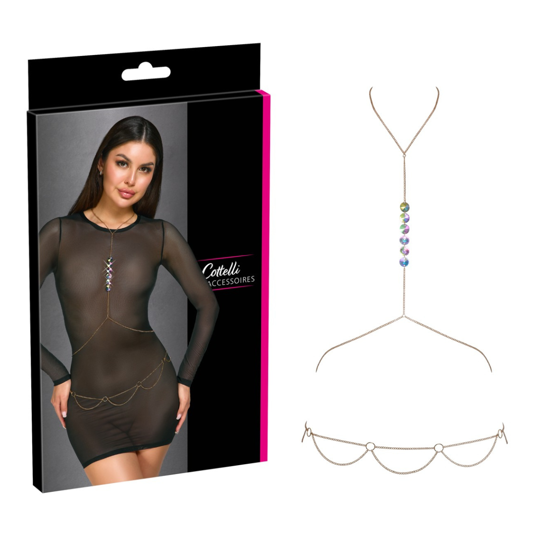 Cottelli Body Chain with Hologram Gems – Glamorous Body Jewelry Accessory > Clothes > Body Jewellery (Non Piercing) - Tophatter Daily Deals