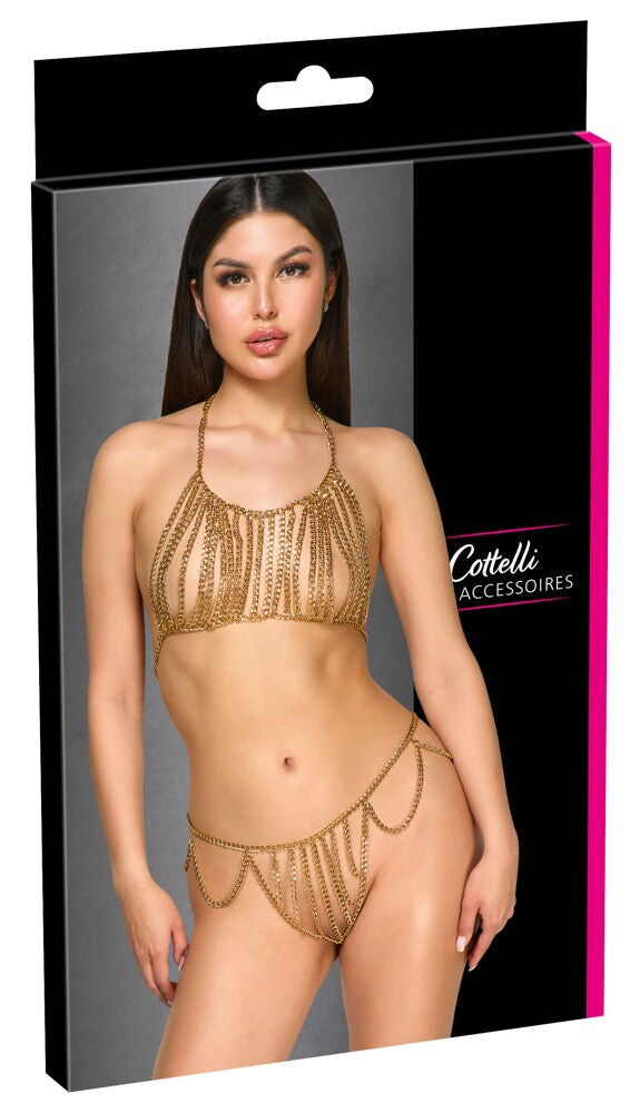 Cottelli Top Set Chain Gold – Crotch Chain Lingerie Set > Clothes > Body Jewellery (Non Piercing) - Tophatter Daily Deals
