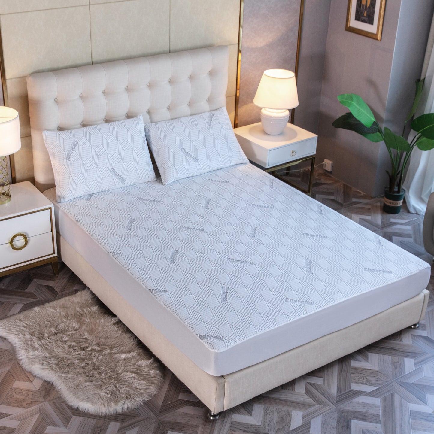 Bibb Home Bamboo Charcoal Infused Waterproof Mattress Pad Bedding - Tophatter Daily Deals
