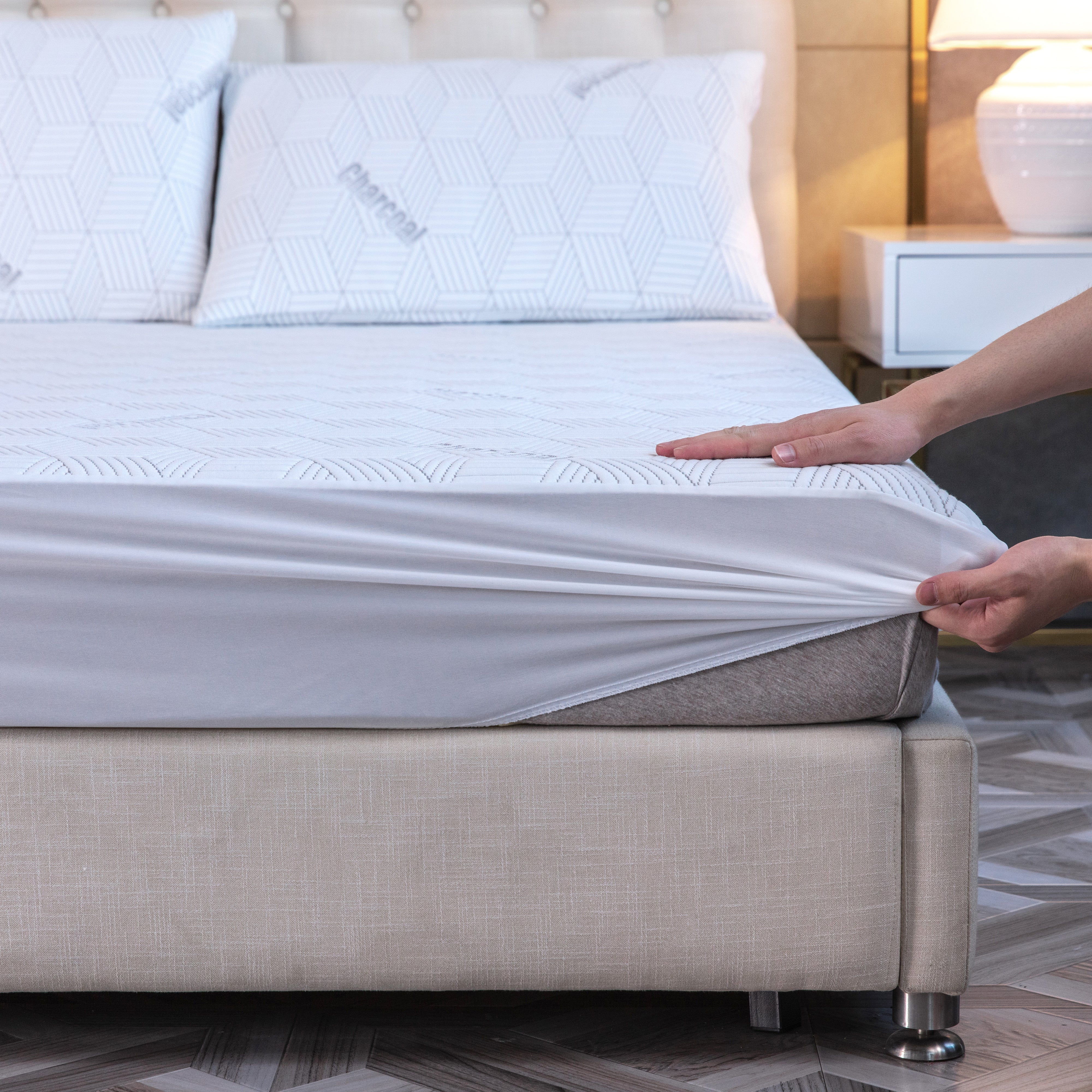 Bibb Home Bamboo Charcoal Infused Waterproof Mattress Pad Bedding - Tophatter Daily Deals