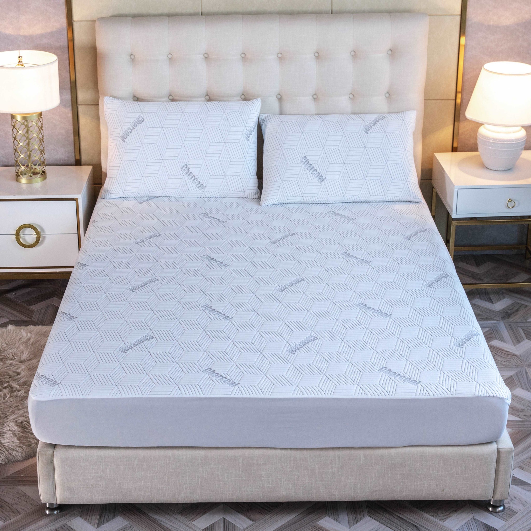 Bibb Home Bamboo Charcoal Infused Waterproof Mattress Pad Charcoal Infused Bedding - Tophatter Daily Deals