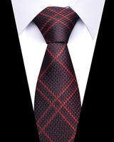 Men's Neckties - Formal Classic Patterned Tie (50 Style Options) Deep Charcoal & Crimson Plaid Belts & Ties - Tophatter Daily Deals