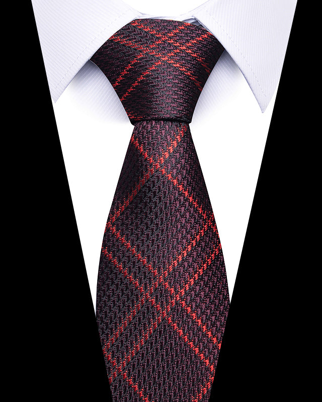 Men's Neckties - Formal Classic Patterned Tie (50 Style Options) Deep Charcoal & Crimson Plaid Belts & Ties - Tophatter Daily Deals