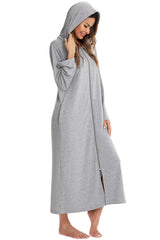 Zip Front Hooded Night Dress with Pockets Sleep Dresses - Tophatter Daily Deals