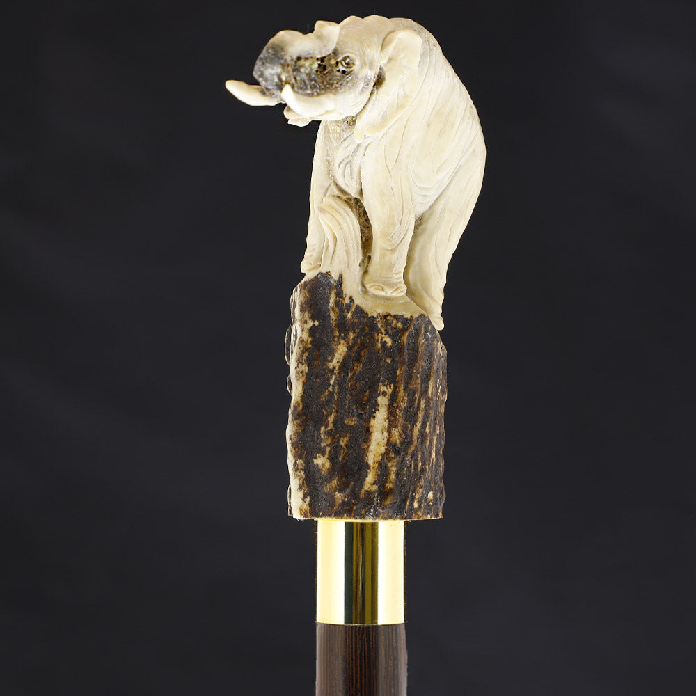 Elephant Bone Handle Walking Cane w/Custom Shaft and Collar Bone Handles - Tophatter Daily Deals