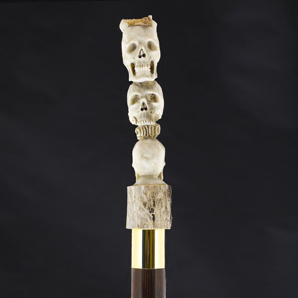 Hear, Speak & See No Evil Bone Handle Walking Cane w/Custom Shaft and Collar Bone Handles - Tophatter Daily Deals