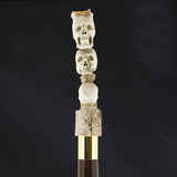 Hear, Speak & See No Evil Bone Handle Walking Cane w/Custom Shaft and Collar Bone Handles - Tophatter Daily Deals