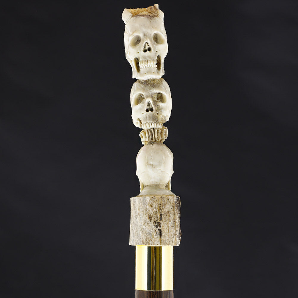 Hear, Speak & See No Evil Bone Handle Walking Cane w/Custom Shaft and Collar Bone Handles - Tophatter Daily Deals