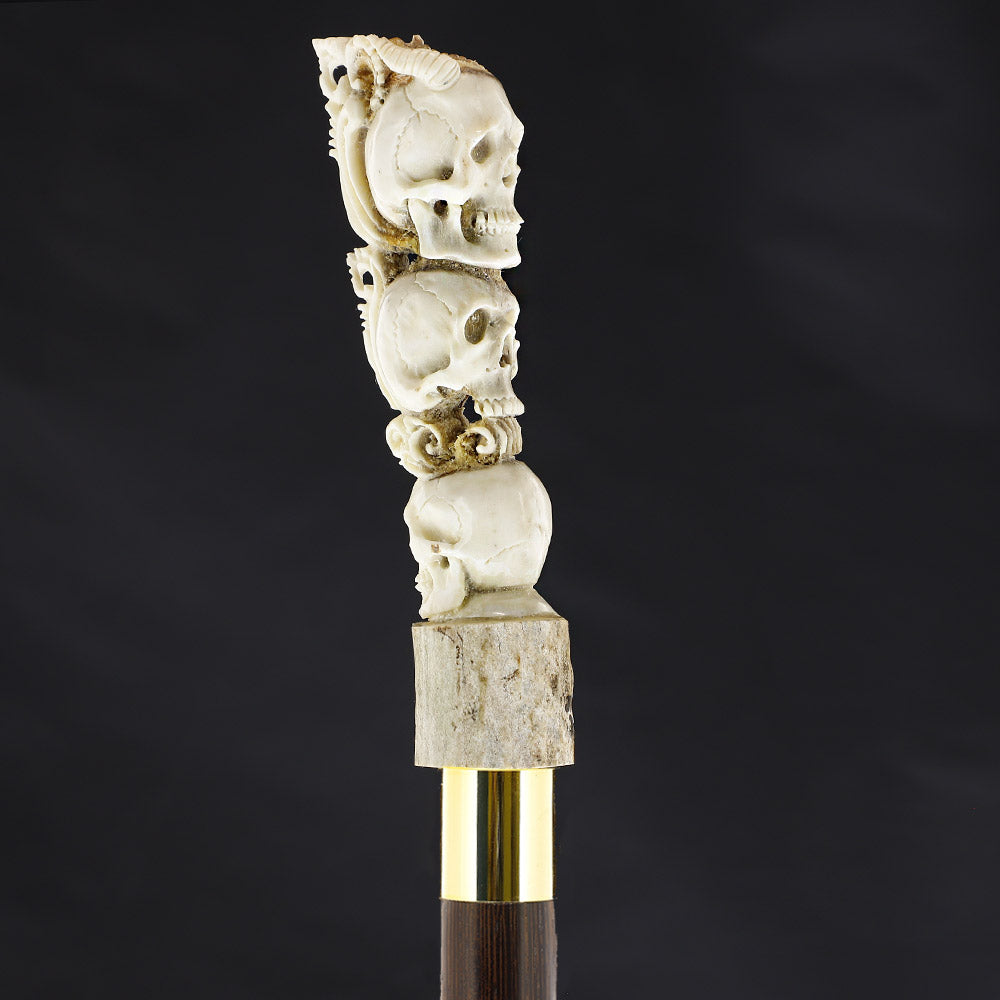 Hear, Speak & See No Evil Bone Handle Walking Cane w/Custom Shaft and Collar Bone Handles - Tophatter Daily Deals