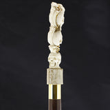 Hear, Speak & See No Evil Bone Handle Walking Cane w/Custom Shaft and Collar Bone Handles - Tophatter Daily Deals