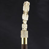 Hear, Speak & See No Evil Bone Handle Walking Cane w/Custom Shaft and Collar Bone Handles - Tophatter Daily Deals