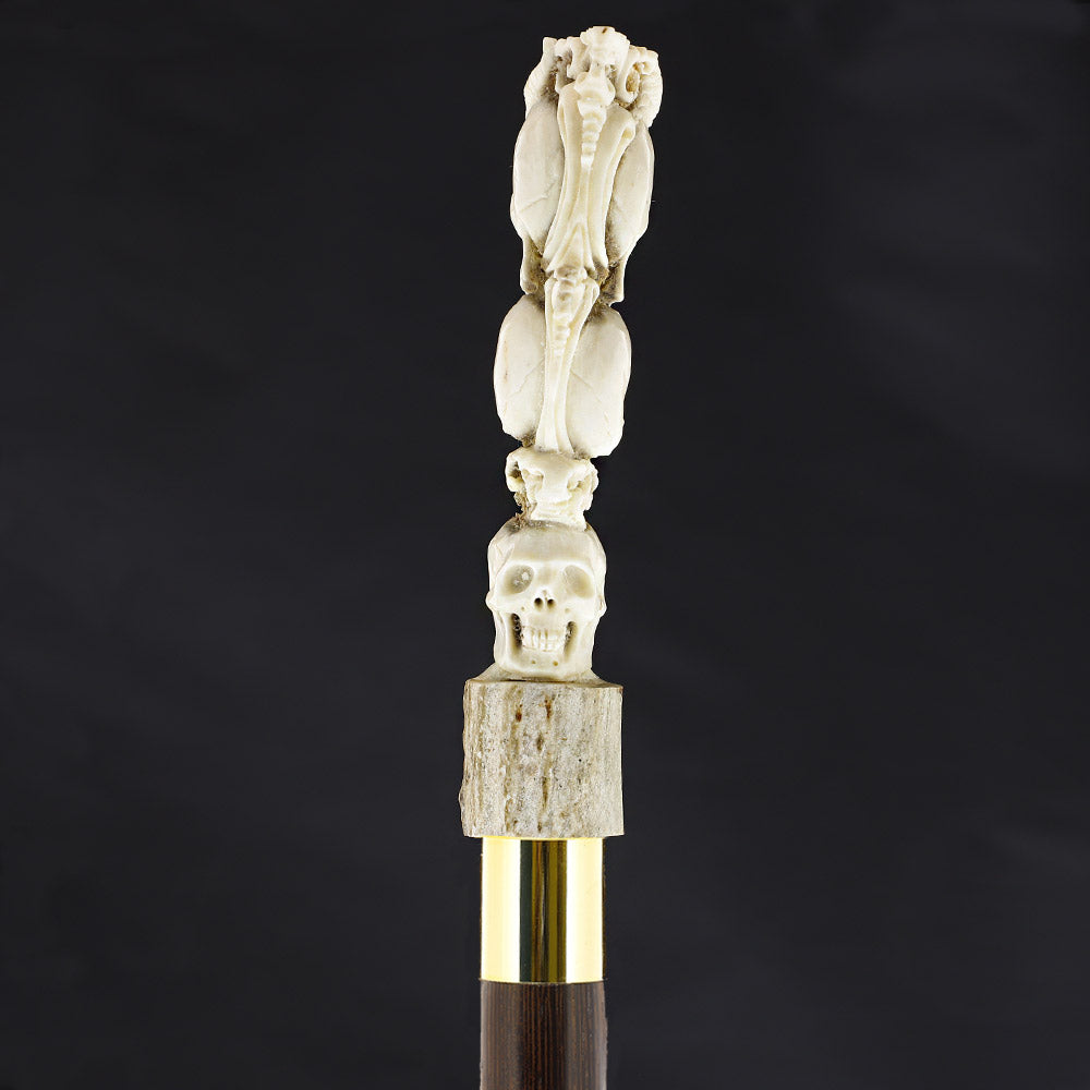 Hear, Speak & See No Evil Bone Handle Walking Cane w/Custom Shaft and Collar Bone Handles - Tophatter Daily Deals