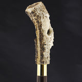 Lion Protects Bear Bone Handle Walking Cane w/Custom Shaft and Collar Bone Handles - Tophatter Daily Deals