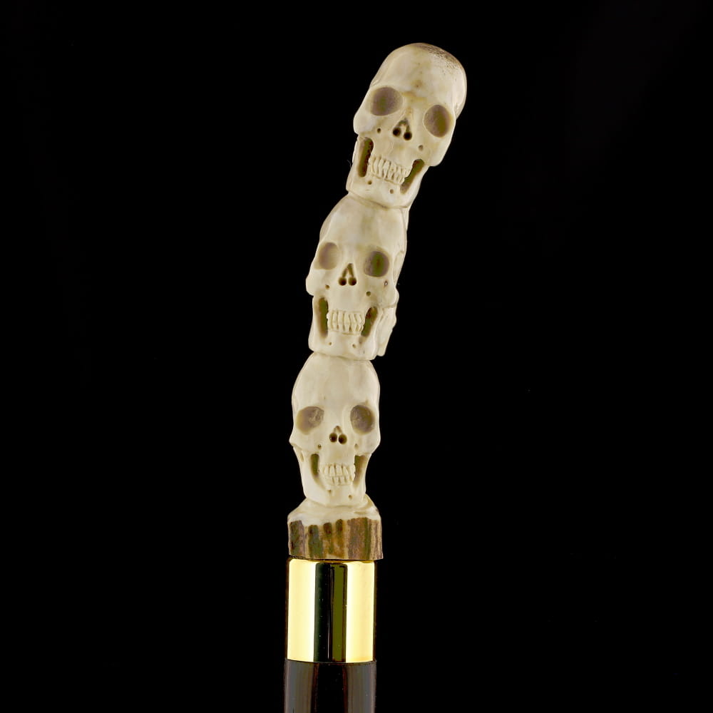 Cycle of Life Skull/Snake Bone Handle Walking Cane w/Custom Shaft and Collar Bone Handles - Tophatter Daily Deals