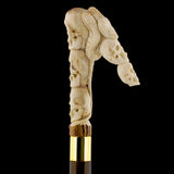 Cycle of Life Skull/Snake Bone Handle Walking Cane w/Custom Shaft and Collar Bone Handles - Tophatter Daily Deals