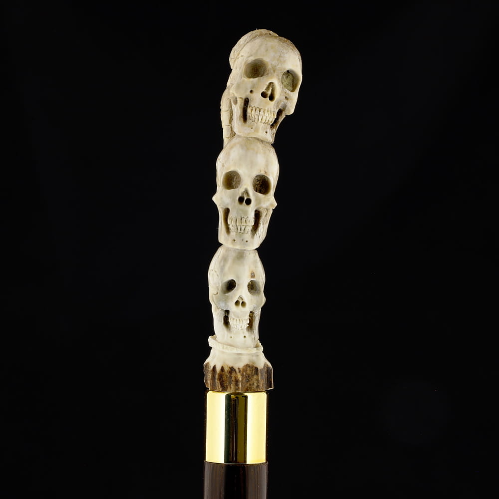 Cycle of Life Skull/Snake Bone Handle Walking Cane w/Custom Shaft and Collar Bone Handles - Tophatter Daily Deals