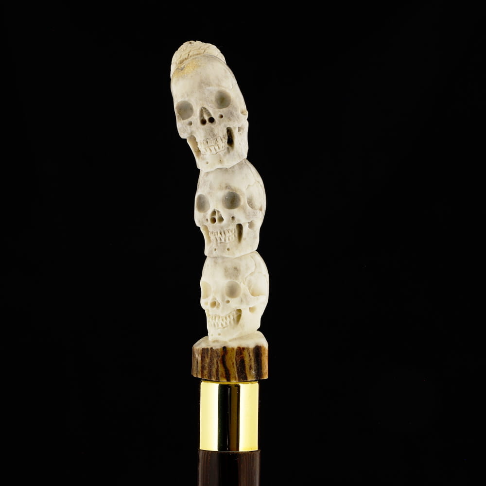 Carved Cycle of Life: Skull/Snake Bone Handle Cane - Limited Supply Bone Handles - Tophatter Daily Deals