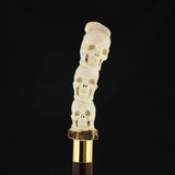 Carved Cycle of Life: Skull/Snake Bone Handle Cane - Limited Supply Bone Handles - Tophatter Daily Deals
