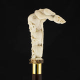 Carved Cycle of Life: Skull/Snake Bone Handle Cane - Limited Supply Bone Handles - Tophatter Daily Deals