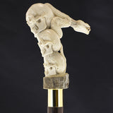 Cycle of Life Skull/Snake Bone Handle Walking Cane w/Custom Shaft and Collar Bone Handles - Tophatter Daily Deals