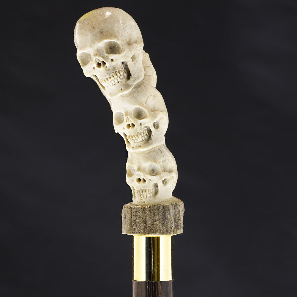 Cycle of Life Skull/Snake Bone Handle Walking Cane w/Custom Shaft and Collar Bone Handles - Tophatter Daily Deals