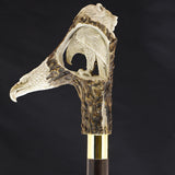 Warriors Eagle/Lion Intricate Carved Bone Handle Collector Cane w/Custom Shaft and Collar Bone Handles - Tophatter Daily Deals